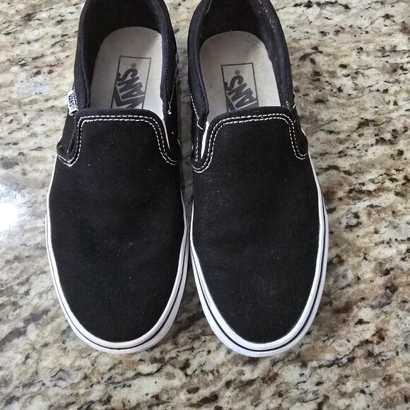 Vans Off the Wall Slip on Black Sneakers Womens Sz 6 - Picture 4 of 6